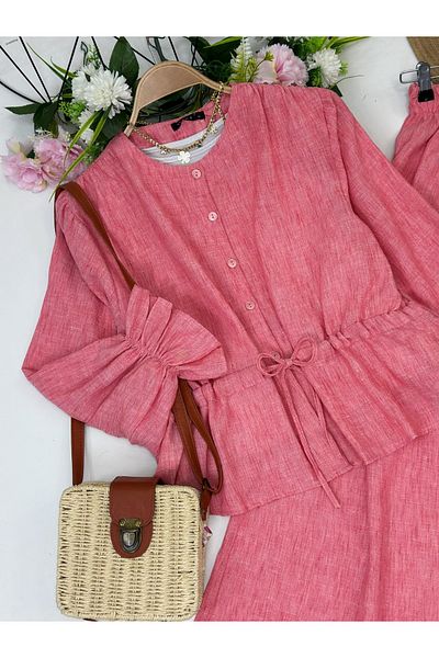 YEDİLALE Bamboo Summer Long Sleeve Skirt Blusher Suit [Blouse and Skirt Included in Price]