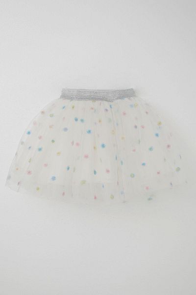 Breeze Fustă Tutu Feta Floare Colorata brodată 4-8 Ani, Alb