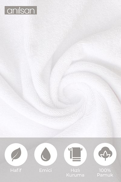 Anılsan 6 Pack White Greek Mini Hand, Face Towel 75Gr. - 30X50 Cm, 100% Cotton, Spa and Hotel Towel