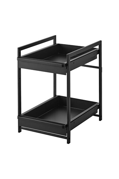 YAMAZAKİ Tower 2 Katlı Sürgülü Lavabo Altı Düzenleyici Siyah Renk