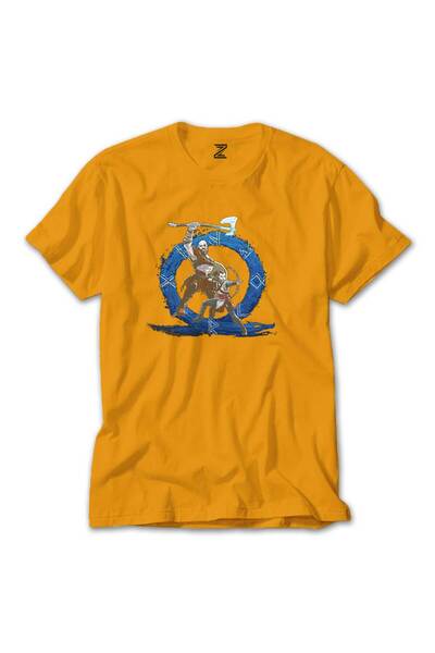 CrowsGate God Of War Ragnarok Kratos Atreus Cartoon Yellow T-Shirt