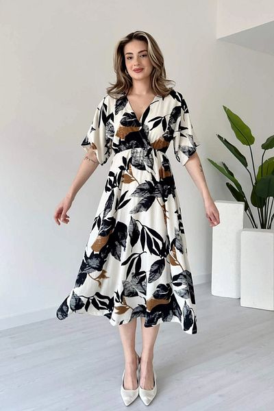 Sorridi Double Breasted Collar Bat Sleeve Seersucker Dress