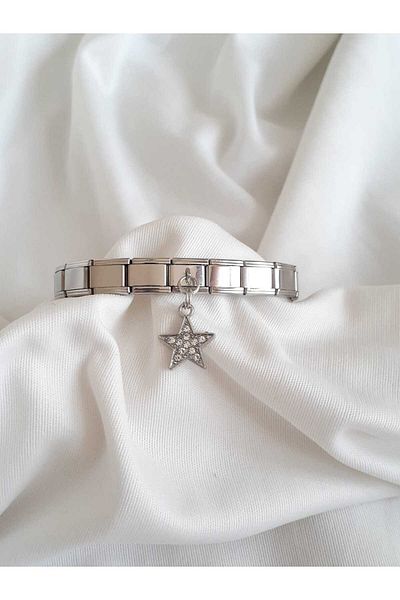 bijoux uniques Steel Star Italian Charm Bracelet
