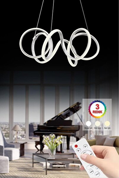 İstanbul Avize İstanbul Avize Delux Gümüş Ledli 3 Renk Kumandalı Modern Led Avize