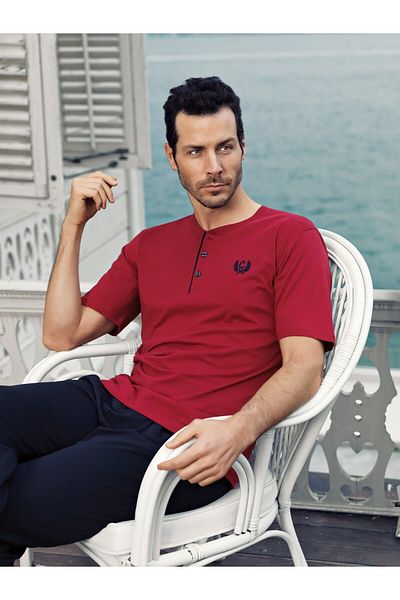 ÇamaşırcımShop Capsella 1003 Σετ Πιτζάμες Ανδρικές Πιτζάμες με κοντομάνικο 3 τεμάχια σορτς και παντελόνι