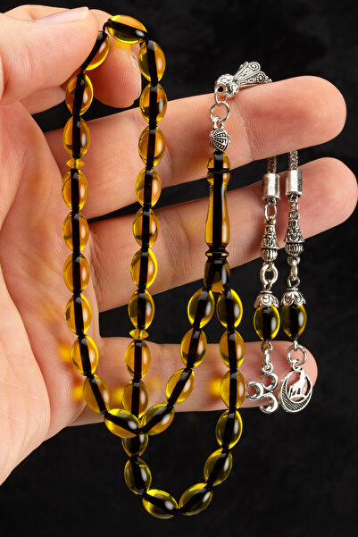 OTTOTESBİH Cadou pentru bărbați 7x11mm Mărgele de rugăciune din pulbere de chihlimbar cu figuri de inimă și infinit