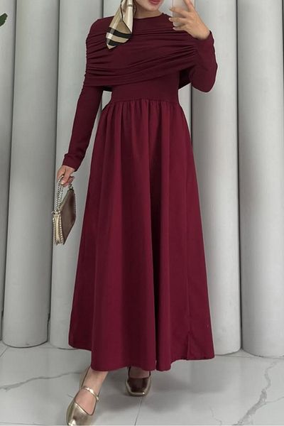 Bestenur Φόρεμα Lerra Draped 1529 - Claret Red