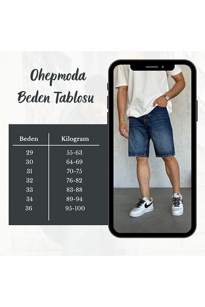OHEPMODA Ανδρικό τζιν σορτς που πλένεται
