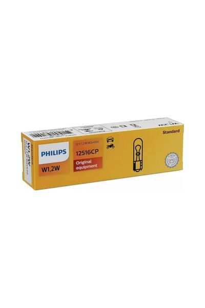 Philips W1.2W T5 Gösterge Ampulü, 12516CP 12V, 10'lu Paket