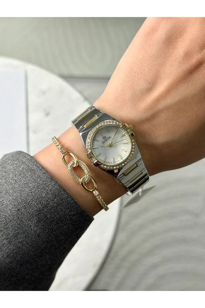 Homies Guaranteed Premium Women's Wristwatch Gold-Silver (White Dial) Rshms-218