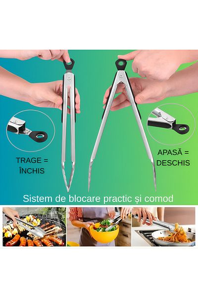 Köken Koken Professional Grill/kitchen Tong, Stainless Steel/silicon, Non-slip Handle, 36x3.8 Cm