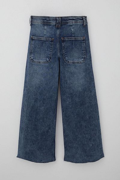 Breeze Pantaloni de jeans pentru fetiță, cu nasturi, cu buzunare la spate, picioare evazate, 9-14 ani, albastru