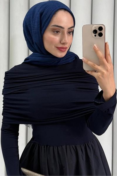 Bestenur Φόρεμα Lerra Draped 1529 - Navy Blue
