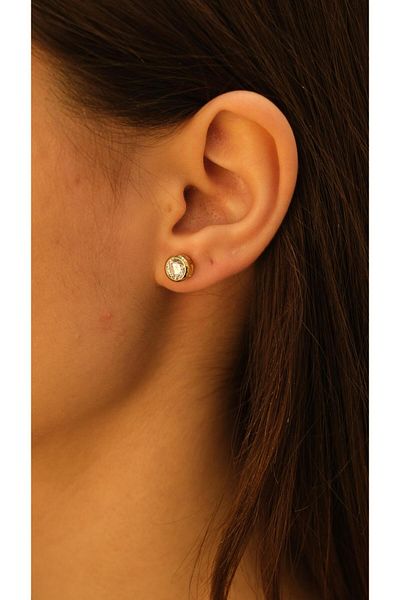 Jerie Gold Plate Detailsolitaire Earrings