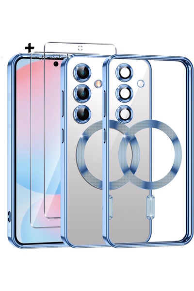 m.tk moveteck Samsung Galaxy A36/A56 Kılıf Magsafe Renkli Kenarlı Arkası Şeff...