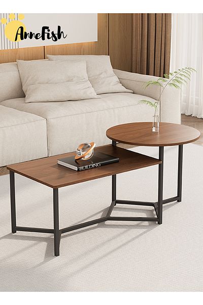 AnneFish Double Layer Coffee Table Simple European Style Double Layer Home Sofa Center Table For Living Room