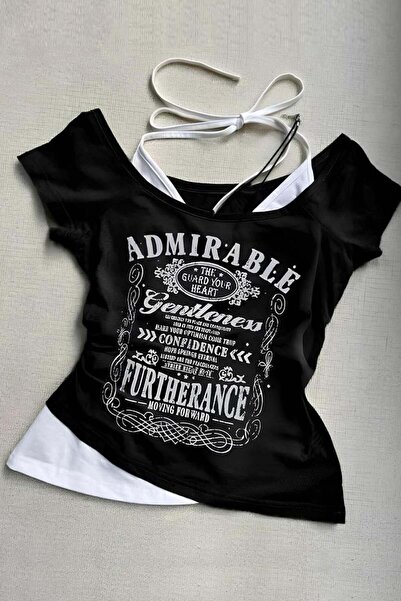 1blood Siyah Admirable Madonna Yaka Ek Askılı Kısa Kollu Full Body Crop