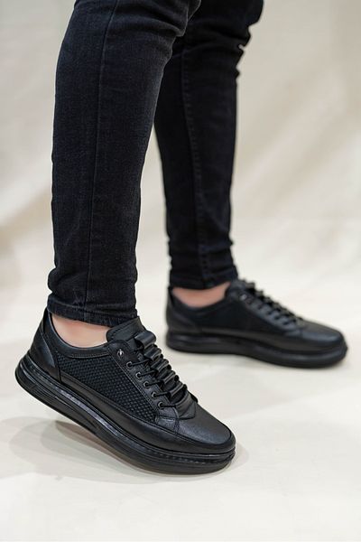 mihra home Men's Plain Black Mesh Elastic Daily Casual Shoes Sneaker Mi̇hra4060