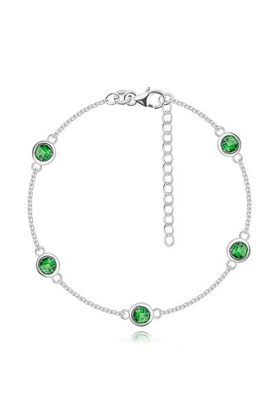 Sterling Silver Brățară din argint 925 - zirconii verzi rotunde, margine netedă