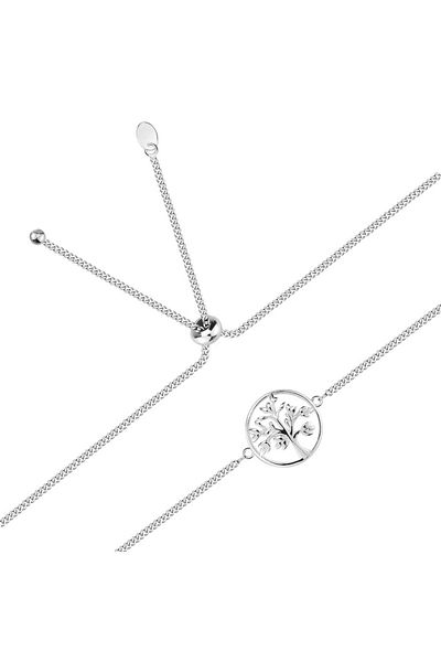Sterling Silver Brăţară din argint 925 - Arborele Vietii - reglabila - Inel neted