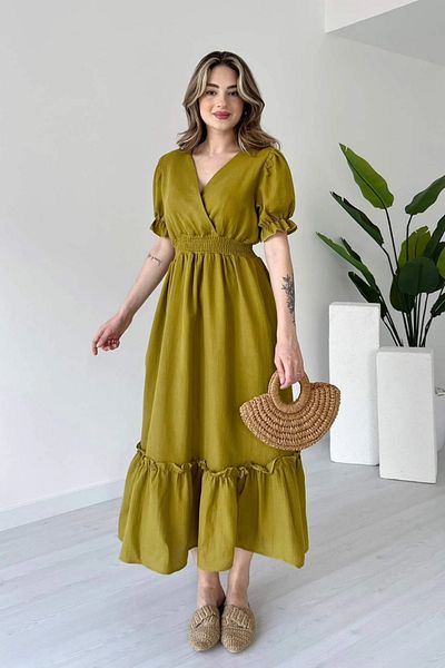 Sorridi Muslin Fabric Watermelon Sleeve Long Dress