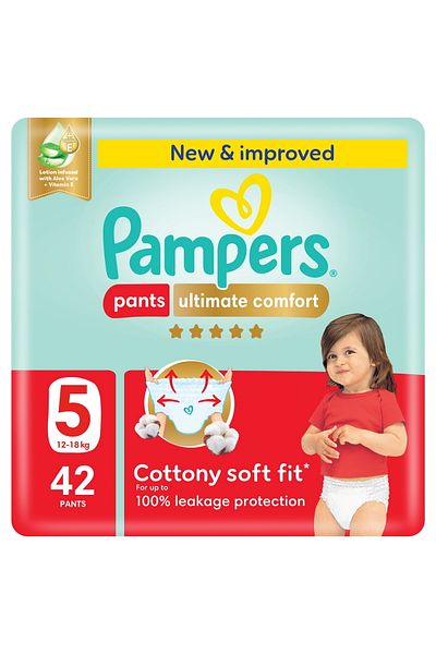 Pampers Ultimate Comfort Pants Diapers, Size 5, 12-18kg, Super Saving Pack, 42 pcs