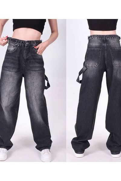 Shield Life With Side Epaulettes Black Double Belt Wide Leg Baggy Women's Summer Pants Super High Waist Summer