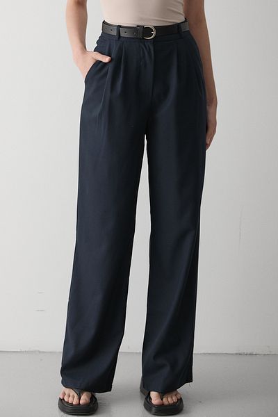Laluvia Marineblaue Idole-Hose mit Gürtel – 3510