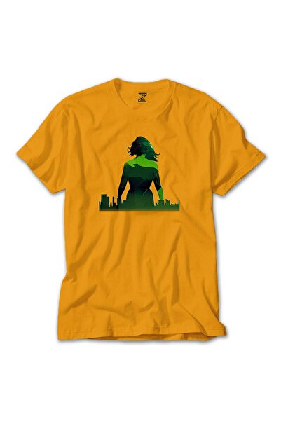 CrowsGate Μπλουζάκι She Hulk City Colorful, Κίτρινο Χρώμα, Μέγεθος XS
