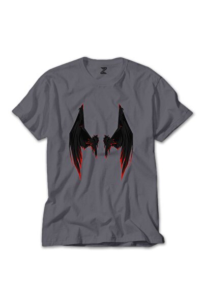 CrowsGate تي شيرت لوسيفر بلاك وينج باللون الرمادي