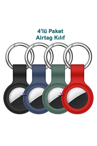 Dexmon Set of 4 Silicone Cases Compatible with Airtag, Keychain, Closed Back,...