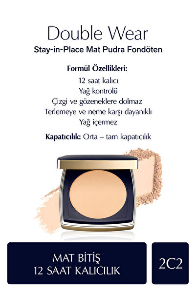 Estee Lauder Double Wear Stay-in-Place Mat Pudra Fondöten - 2C2 PALE ALMOND