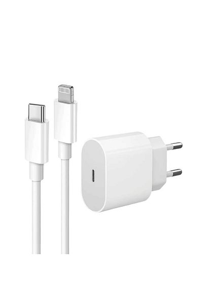 MACVI Set Incarcator Macvi® pentru Telefon 20W USB-C si Lightning, Compatibil iPhone, Fast Charge, Alb