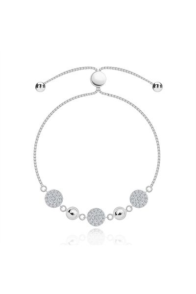 Sterling Silver Brățară din argint 925 - discuri cu zirconii, semisfere, reglabilă