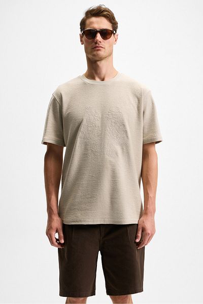 GRIMELANGE Nelido Men's Embroidery Elaboration 100% Organic Cotton Cycling T-Shirt