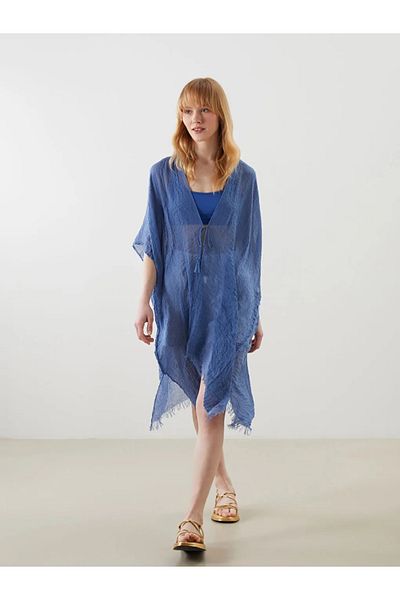 LC Waikiki LCW ACCESSORIES Kimono pentru femei cu guler șal albastru