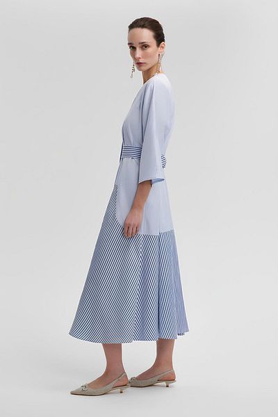 Touche Midi Length Stripe Detail Dress Mkn2001