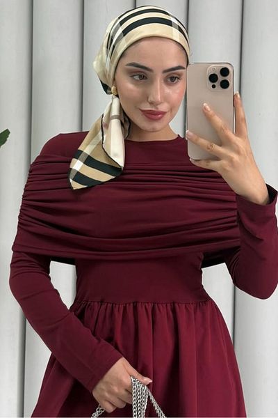 Bestenur Φόρεμα Lerra Draped 1529 - Claret Red