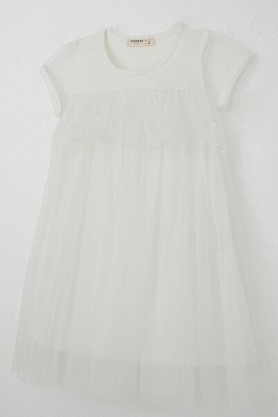 Breeze White Girl's Dress - Embroidered Tulle for Ages 2-6