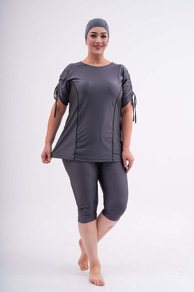 Emayo Large Size Semi-Covered Swimsuit Aysu Sleeve Detailed