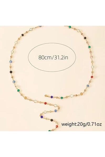 Tudivanyu Aksesuar Multicolored, Stone, Round Pattern Y Model Necklace