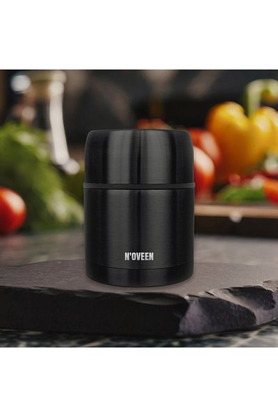 Noveen Thermos For Soup/Food Tb935 Black, 470ml, Double Wall, Stainless Steel, Carrying Case