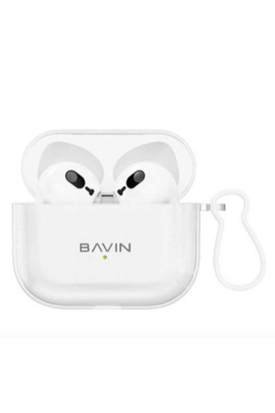 Bavin بافين BA37 سماعة لاسلكية تعمل بالبلوتوث شحن لاسلكي سماعات أذن ستيريو هاي فاي التحكم باللمس أبيض