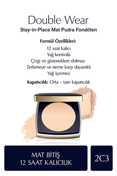 Estee Lauder Double Wear Stay-in-Place Mat Pudra Fondöten - 2C3 FRESCO