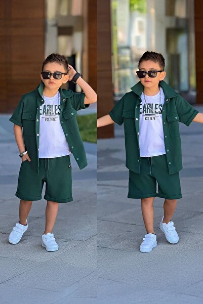 Minigimin Cicileri Set de 3 piese pentru băiat, cămașă cu buzunar cu imprimeu...