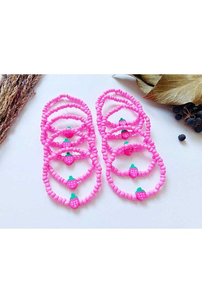 REN AKSESUAR Strawberry Girl's Bracelet, Graduation, Birthday, Party, Nursery, Kindergarten 25 Pieces