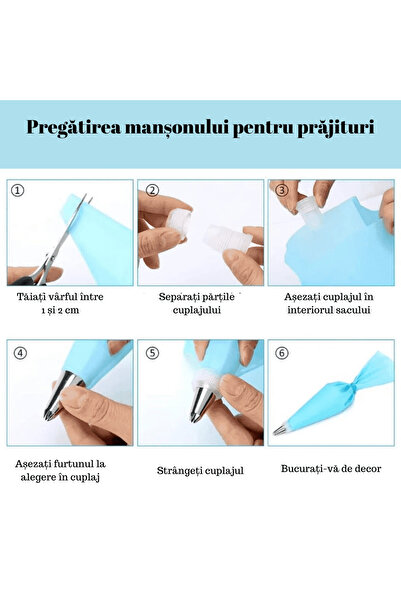 Köken Set de patiserie/cofetărie Koken, 35 de piese, decorare prăjituri, oțel inoxidabil/silicon, argintiu/albastru