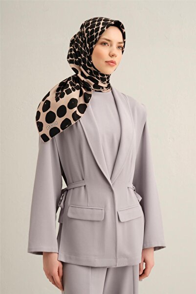 Armine بنقشة هندسية وشاح تويل حرير نقي 9354D 86