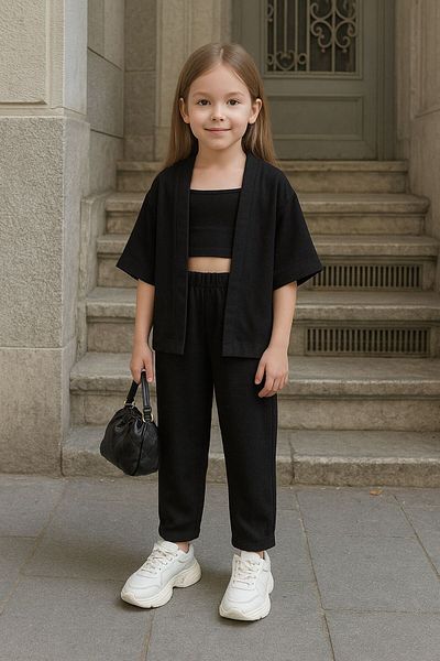 AFROGİYİM Children's Relaxed Fit Kimono Bottom Top Set
