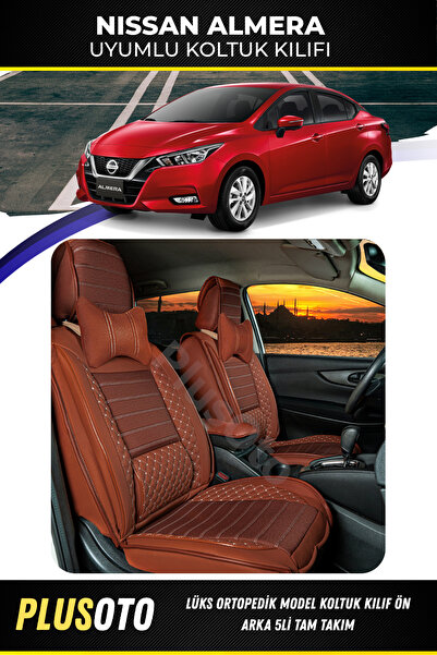PlusOto مجموعة غطاء مقعد السيارة المتوافقة مع سلسلة Nissan Almera Plus Lux Se...